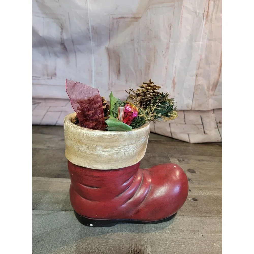 Wooden stocking boot pine cone‎ present wreath xmas decor